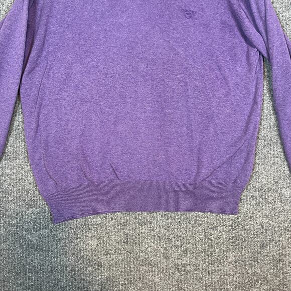 Gant Sweater Mens Large Purple Vneck Long Sleeve Pullover Grandpa Stretch - Picture 5 of 9